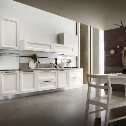 Cucina Moderna lineare in legno laccato bianco Vela Merano di Ar-Tre