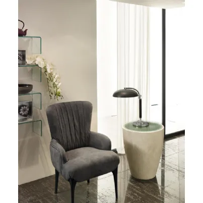 Tavolino di design in pietra con top in vetro Bongo di Stones