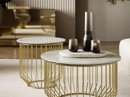 Tavolino Circus in SuperMarmo e acciaio di Bontempi