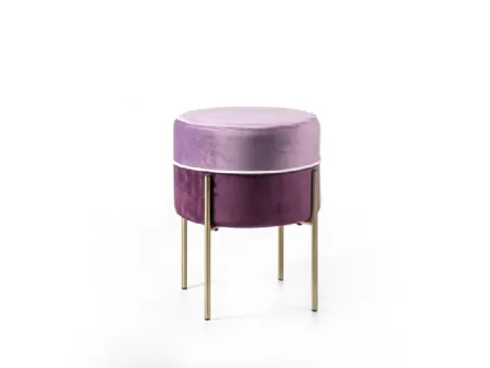 Pouf Burmy in velluto viola e lilla con struttura in metallo di Stones