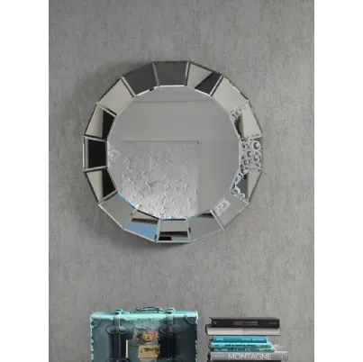 Specchio rotondo moderno con cornice a specchio in vetro argentato Menta di Stones