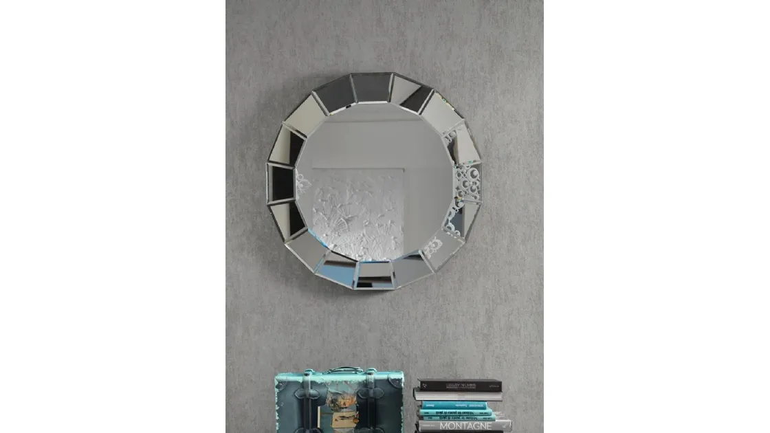 Specchio rotondo moderno con cornice a specchio Menta di Stones