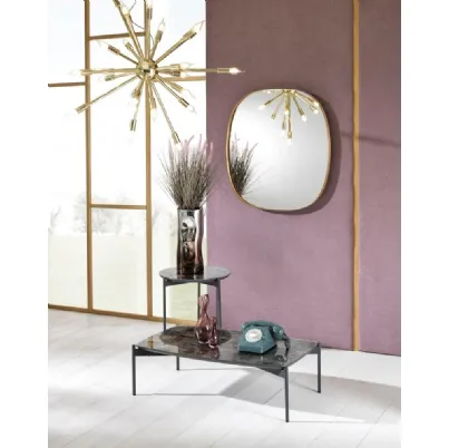 Specchio Cassia in vetro argentato e metallo bronzato di Stones