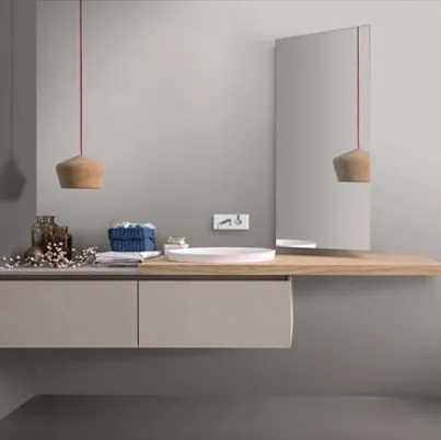Mobile da Bagno sospeso in melaminico con top in rovere 45 10 di Birex
