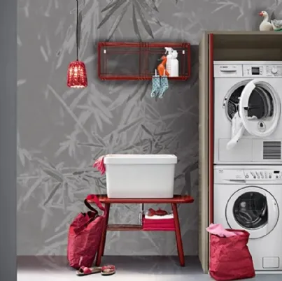 Mobile da Bagno in melaminico e laccato rosso Acqua e Sapone Lavanderia 01 di Birex