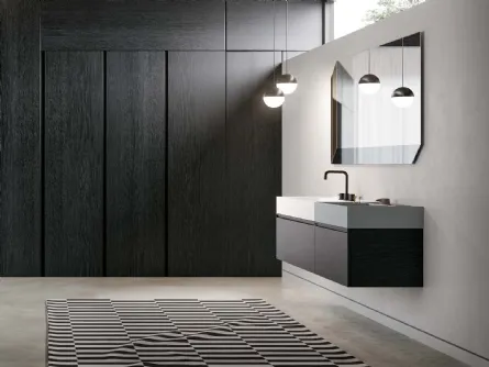 Mobile da Bagno sospeso in essenza rovere carbone Deep 07 di Birex