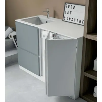 Mobile da Lavanderia in laccato opaco carta da zucchero e bianco Idrobox 01 di Birex