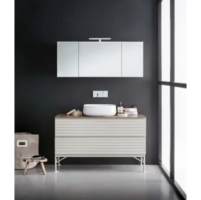Mobile da Bagno a terra in laccato e metallo con top in marmo Unsui Memento 06 di Birex