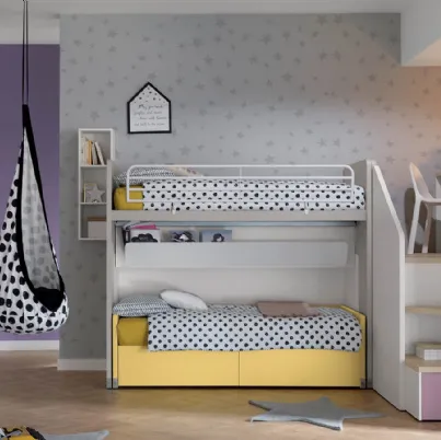 Cameretta in laccato opaco e melaminico Alpha Letto a Castello G040 di Doimo Cityline