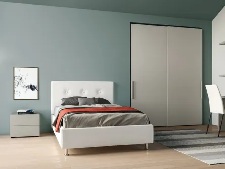 Letto a una piazza e mezza in ecopelle con testiera Eros di SantaLucia