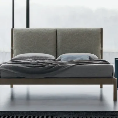 Letto in legno Espero con testiera che può essere arricchita con due cuscini in tessuto imbottito di SantaLucia