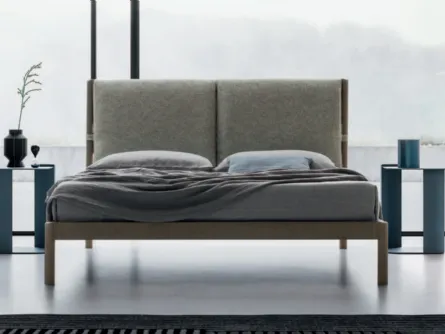 Letto in legno Espero con testiera che può essere arricchita con due cuscini in tessuto imbottito di SantaLucia