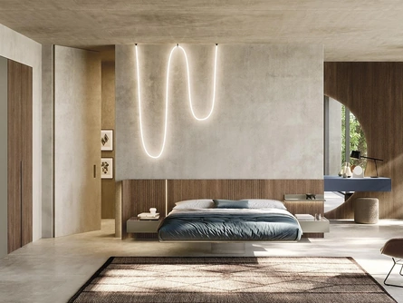 Letto in legno con testiera Sistema Sipario N11 di Mobilgam
