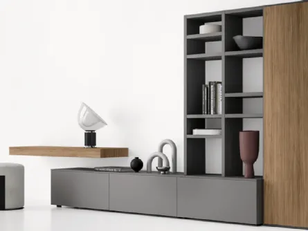 Libreria in laccato opaco e legno GS210 di SantaLucia