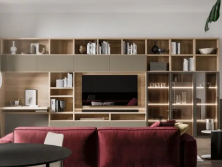 Libreria GS219 con piano scrivania integrato di SantaLucia