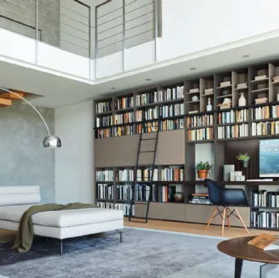 Libreria con vano porta TV Modo M6C68 in laccato opaco di Sangiacomo