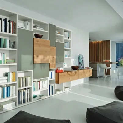 Libreria Modo M6C71 in laccato opaco e Rovere nodato di Sangiacomo