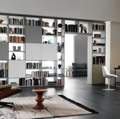 Libreria divisoria bifacciale Modo M6C93 in laccato opaco di Sangiacomo