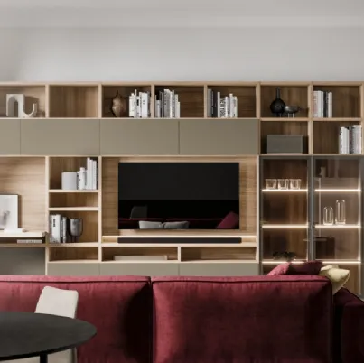 Libreria GS219 in finitura effetto legno e laccato opaco di SantaLucia