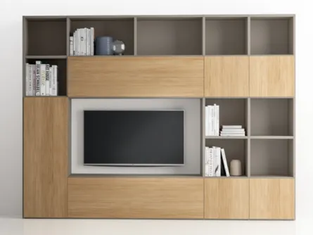 Libreria Pratico Composizione PTG317 in finitura Matwood Honey e laccato opaco di SantaLucia