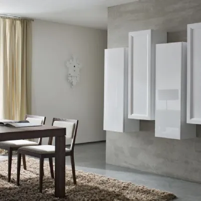 Parete Attrezzata Composizione Zenith 115 in laccato lucido e legno di Mobilgam