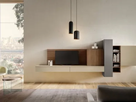 Parete Attrezzata Living 08 in laccato opaco e legno di Arredo3