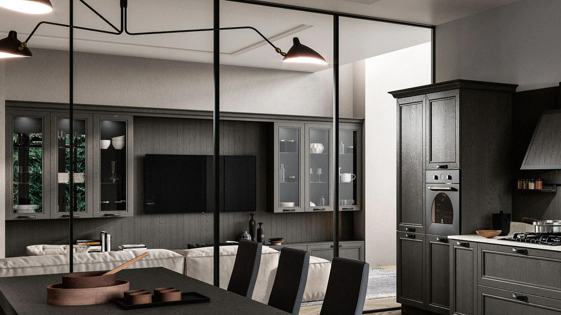 Parete Attrezzata Living Opera in massello di frassino di Arredo3