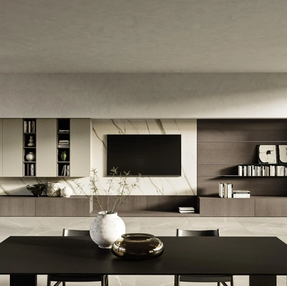 Parete Attrezzata Modula Composizione 01 in legno impiallacciato di Snaidero