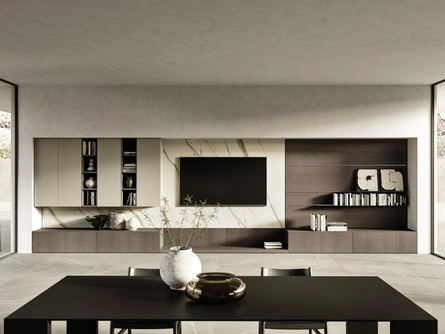 Parete Attrezzata Modula Composizione 01 in legno impiallacciato di Snaidero