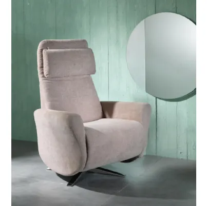 Poltrona relax reclinabile Z004 in tessuto con base cromata di Stones