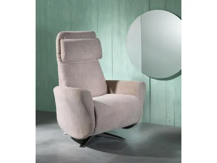 Poltrona relax reclinabile Z004 in tessuto con base cromata di Stones