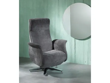 Poltrona relax reclinabile Z005 in tessuto con base cromata di Stones