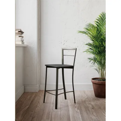 Sgabello Nicole  con struttura tubolare in metallo e seduta in multistrato laccato opaco di Arredo3