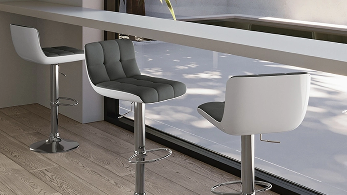 Sgabello regolabile Kurt in ecopelle di Stones