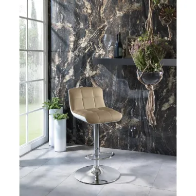 Sgabello in ecopelle trapuntato con base in metallo Kurt di Stones