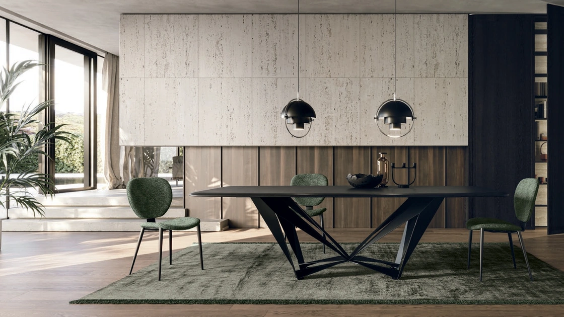 Tavolo in impiallacciato frassino tinto carbone Papillon di Sedit