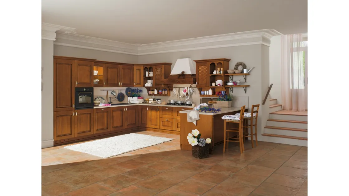 Cucina Classica angolare in legno di ciliegio Contessa di Ar-Tre