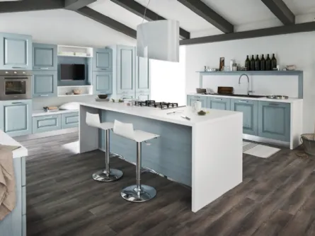 Cucina Classica ad isola in legno tinto azzurro I Masselli di Ar-Tre