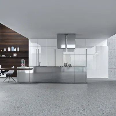 Cucina Design lineare in acciaio Opera 01 di Snaidero