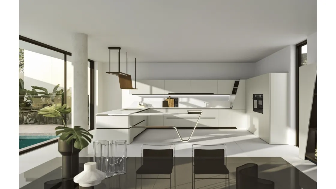 Cucina Design con penisola Vision 01 di Snaidero