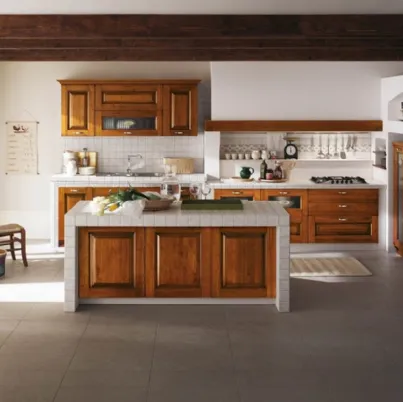 Cucina in Muratura lineare in legno con top e fianchi in ceramica Castellana di Ar-Tre