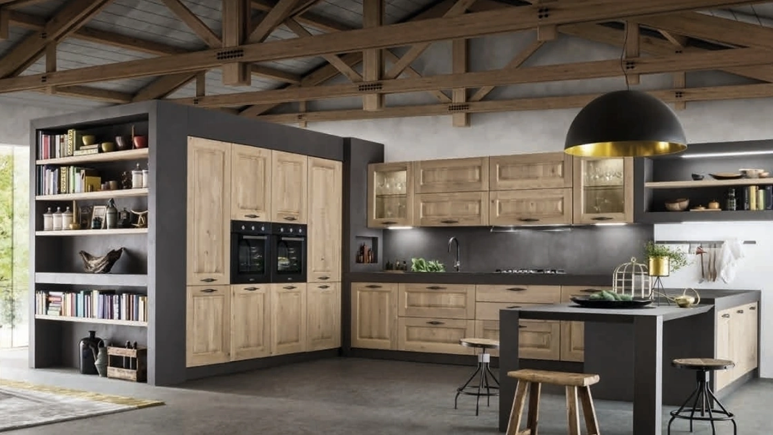 Cucina in Muratura con penisola I Masselli 01 di Ar-Tre