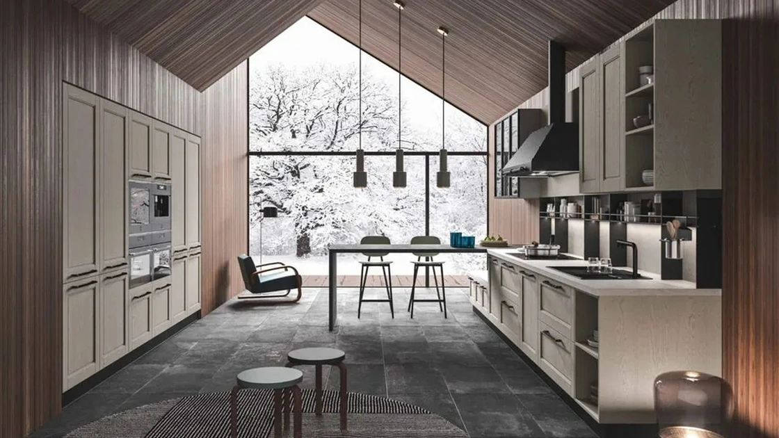 Cucina Moderna in legno con penisola Cloe 01 di Ar-Tre