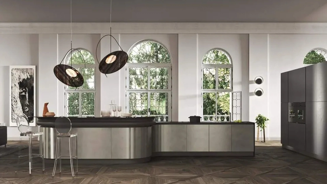 Cucina Moderna con isola Progetto Sistema Laccato 01 di Ar-Tre