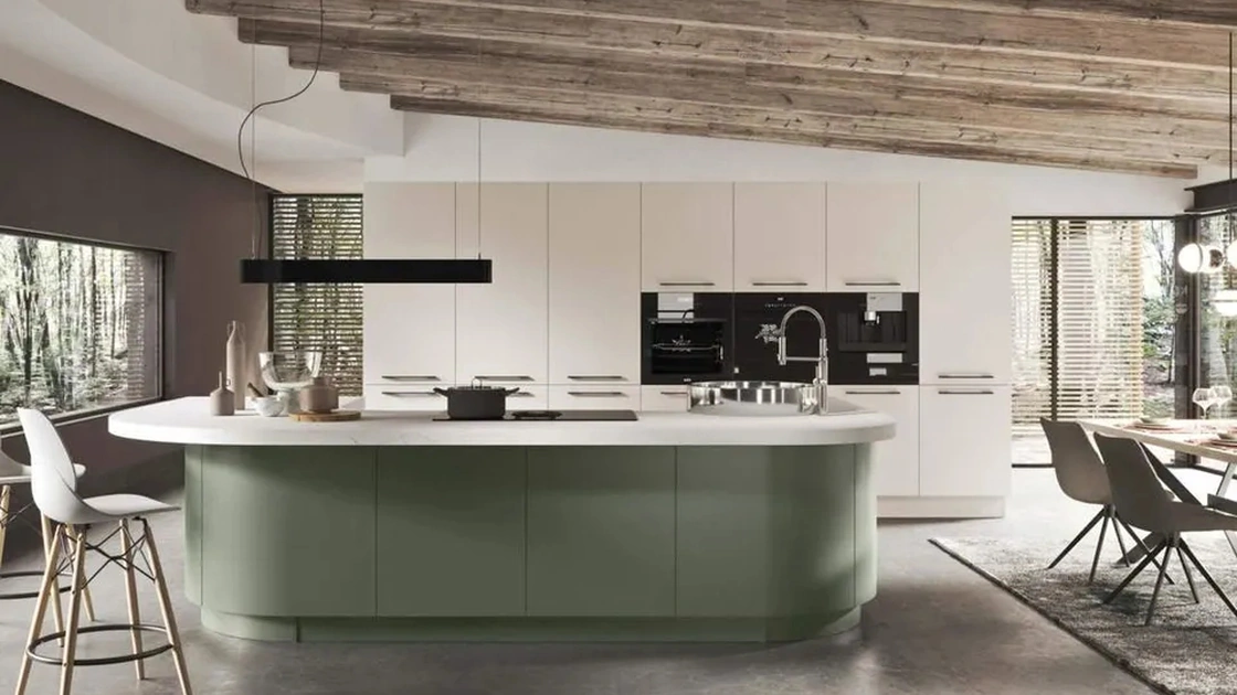 Cucina Moderna con isola Progetto Sistema Laccato 02 di Ar-Tre