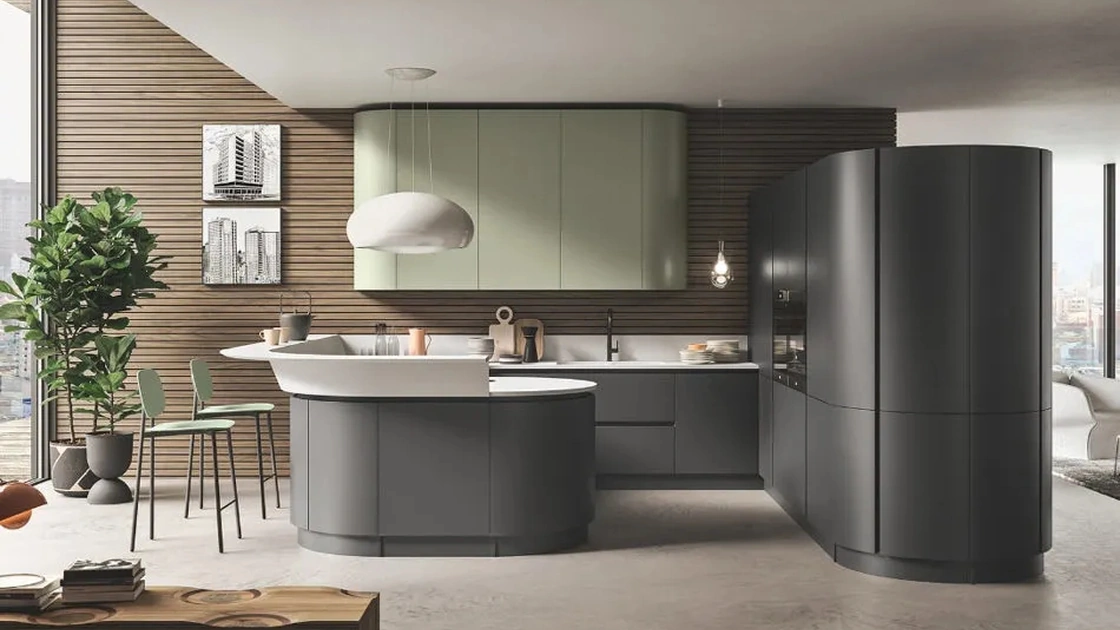 Cucina Moderna con penisola Progetto Sistema Laccato 06 di Ar-Tre