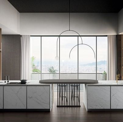 Cucina Moderna con penisola Kronos 01 in laminam di Arredo3
