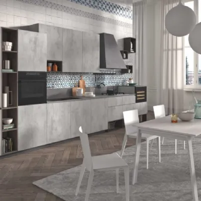 Cucina Moderna in finitura pietra argento Flo Evo 05 di Ar-Tre