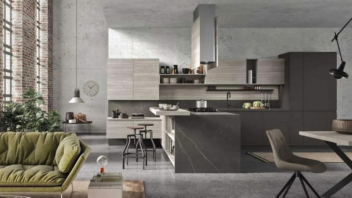 Cucina Moderna con penisola Fly Evo Flo Evo 02 di Ar-Tre
