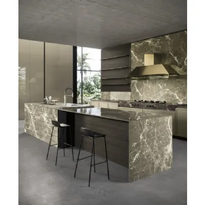 Cucina Moderna con isola Frame 04 in laccato e gres di Snaidero